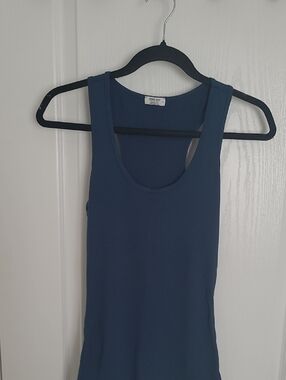 Ardene Ribbed Scoop Tank Top - Navy Blue
